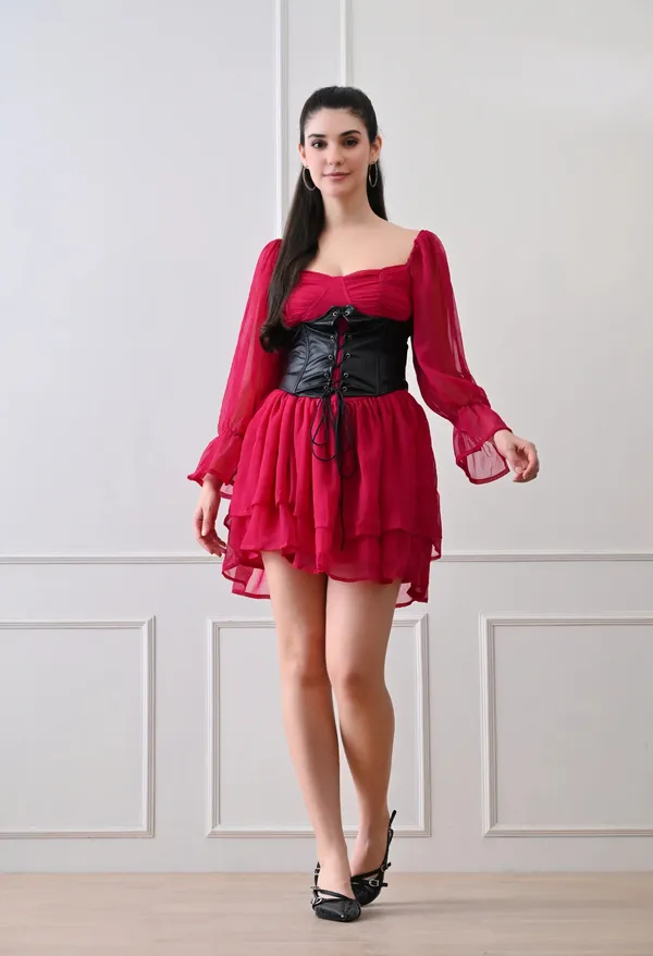 Red_Polyester_Dress_For_Women