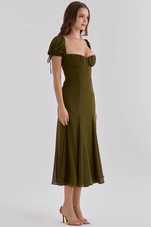 Olive_Polyester_Dress_For_Women