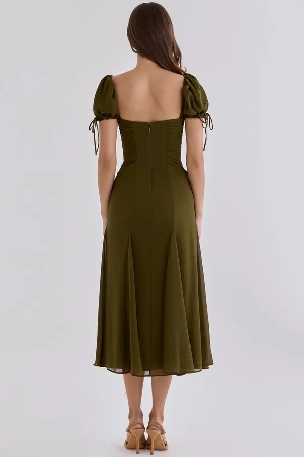 Olive_Polyester_Dress_For_Women