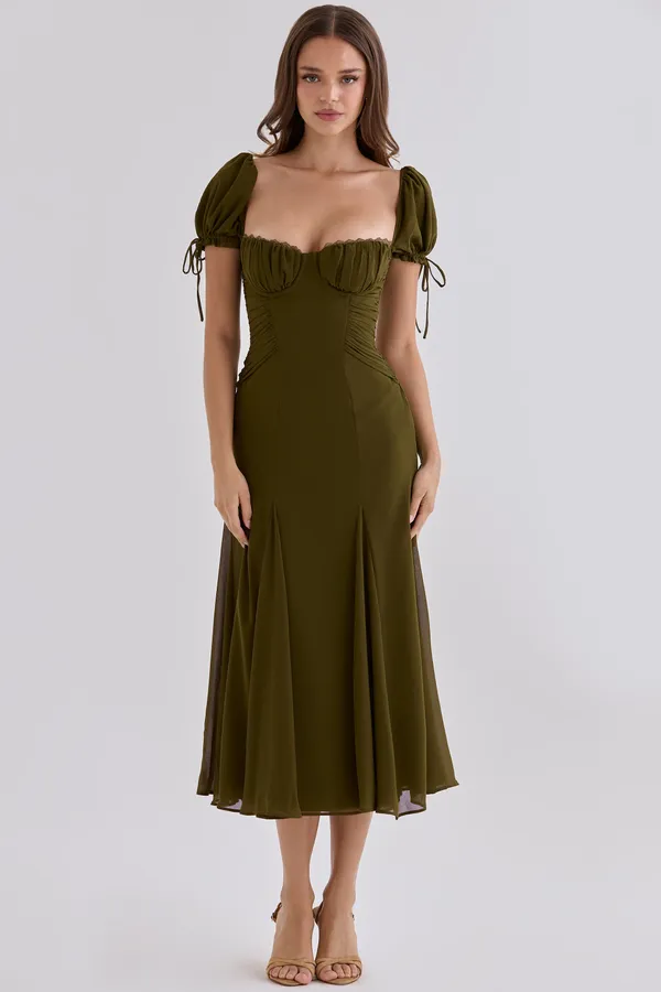 Olive_Polyester_Dress_For_Women