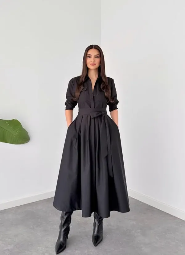 Black_Polyester_Dress_For_Women