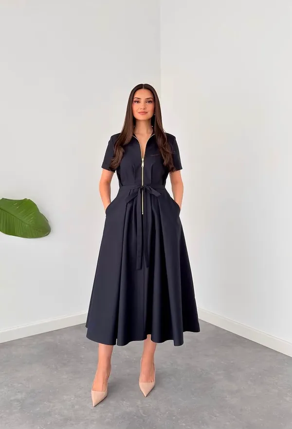 Navy_Polyester_Dress_For_Women