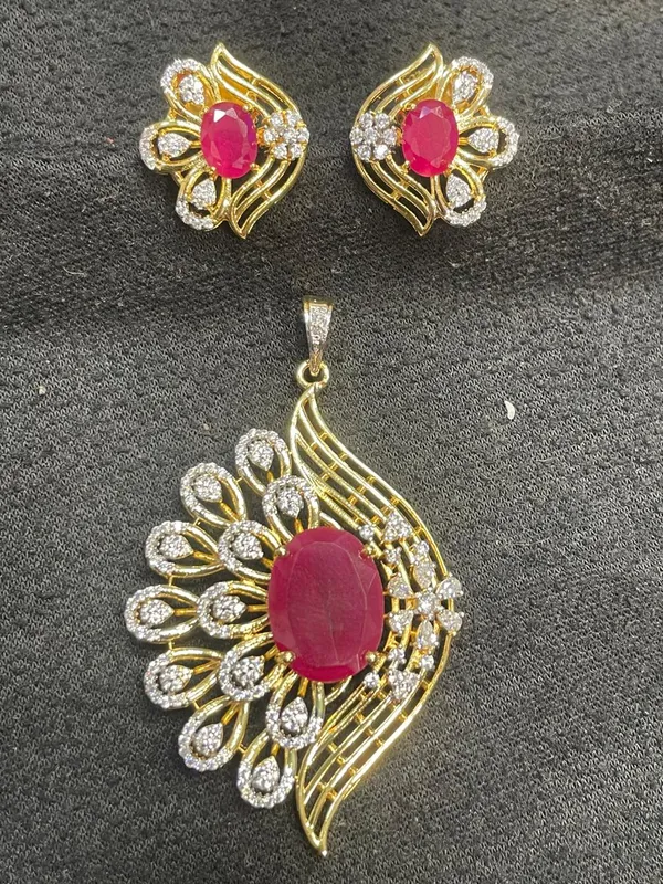 Red_Stone_Gold_Tone_Floral_Pendant_And_Earrings_Set_For_Women