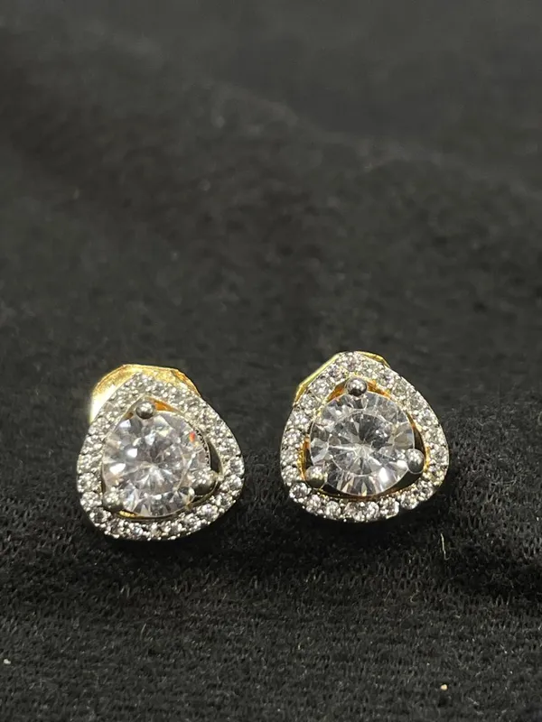 Gold_Tone_Crystal_Triangle_Stud_Earrings_For_Women