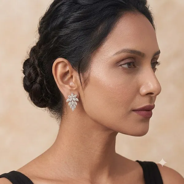 Gold_Tone_Crystal_Floral_Leaf_Stud_Earrings_For_Women