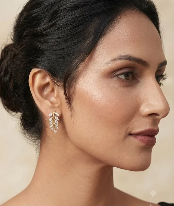 Gold_Tone_Crystal_Leaf_Drop_Earrings_For_Women