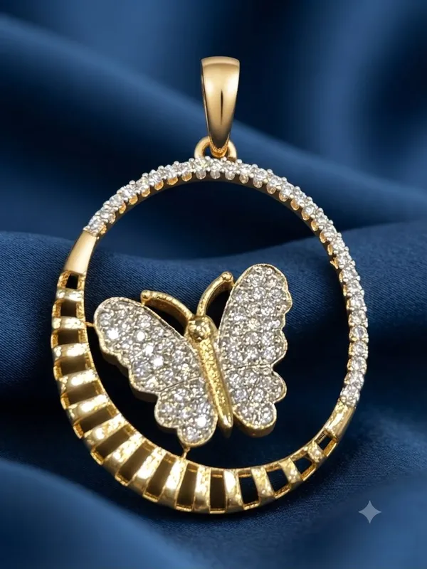 Gold_Tone_Butterfly_Stone_Pendant_For_Women