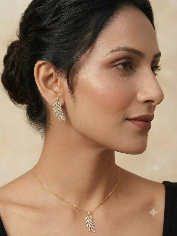 Gold_Tone_Crystal_Leaf_Stud_Earrings_For_Women