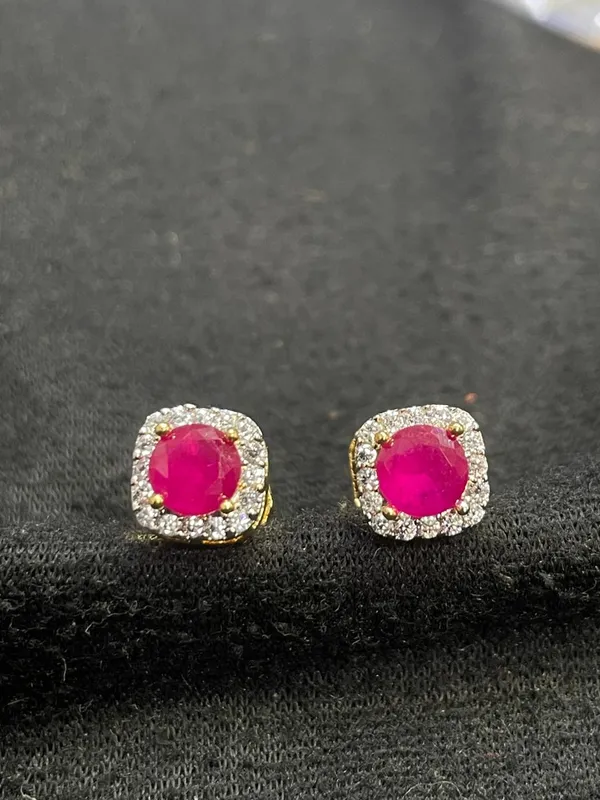 Pink_Stone_Gold_Tone_Square_Halo_Stud_Earrings_For_Women