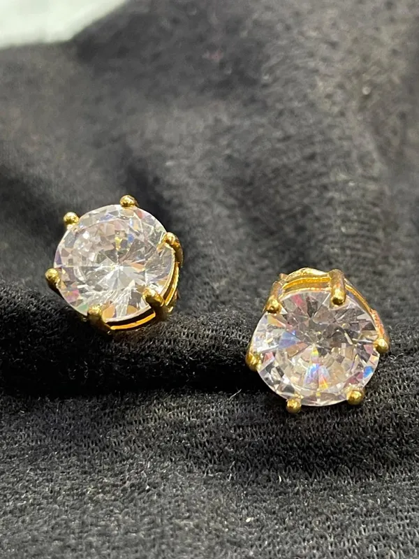 Gold_Tone_Round_Clear_Stone_Prong_Stud_Earrings_For_Women