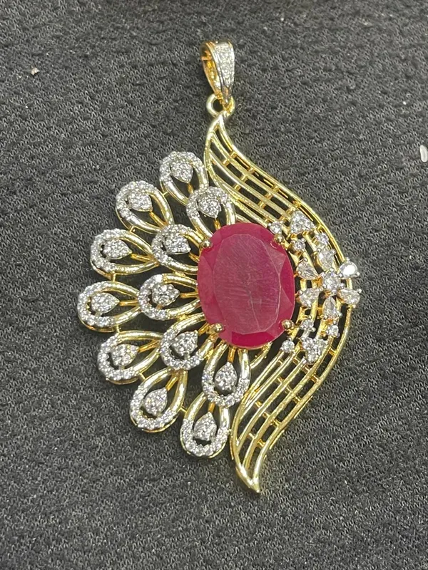Red_Stone_Gold_Tone_Floral_Pendant_And_Earrings_Set_For_Women