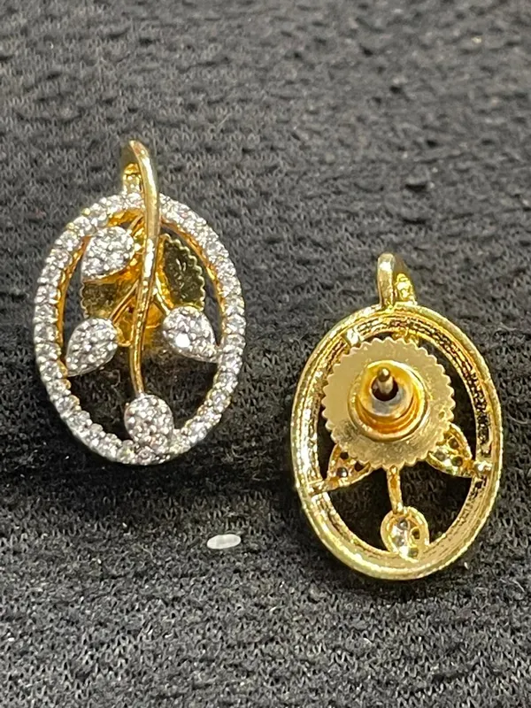 Gold_Tone_Stone_Set_Oval_Leaf_Drop_Earrings_For_Women