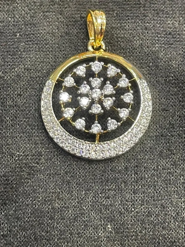 Gold_Tone_Floral_Clear_Stone_Pendant_And_Earrings_Set_For_Women