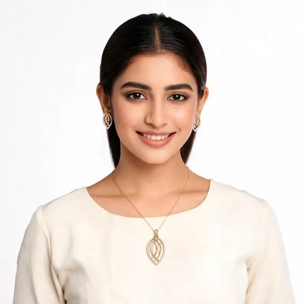 Gold_Tone_Crystal_Leaf_Pendant_And_Earrings_Jewellery_Set_For_Women