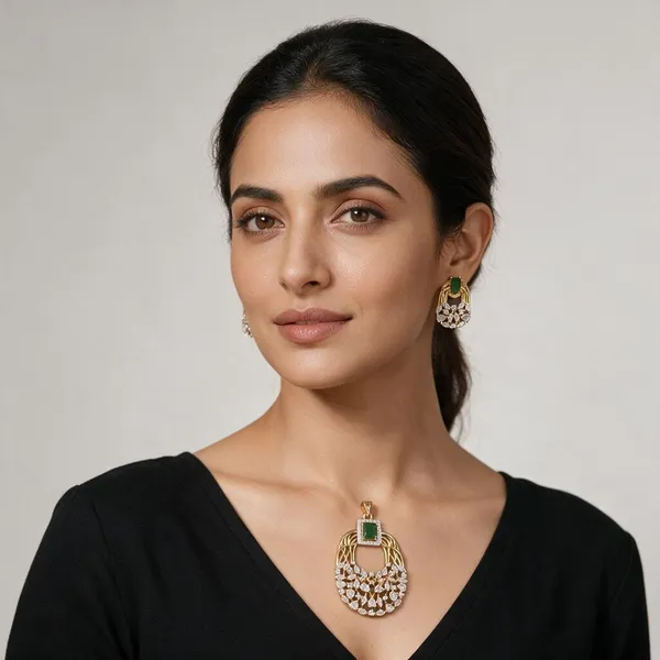 Gold_Tone_Stone_Studded_Layered_Pendant_Set_For_Women