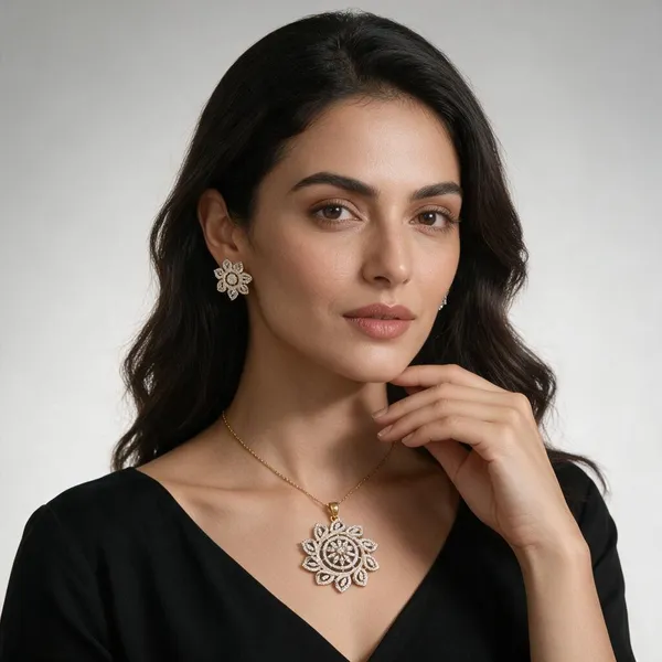 Silver_Tone_Floral_Stone_Pendant_And_Earrings_Set_For_Women
