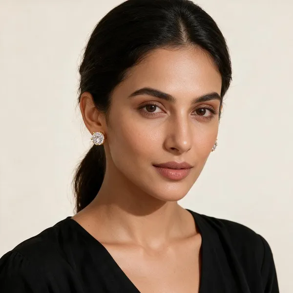 Gold_Tone_Crystal_Halo_Round_Stud_Earrings_For_Women