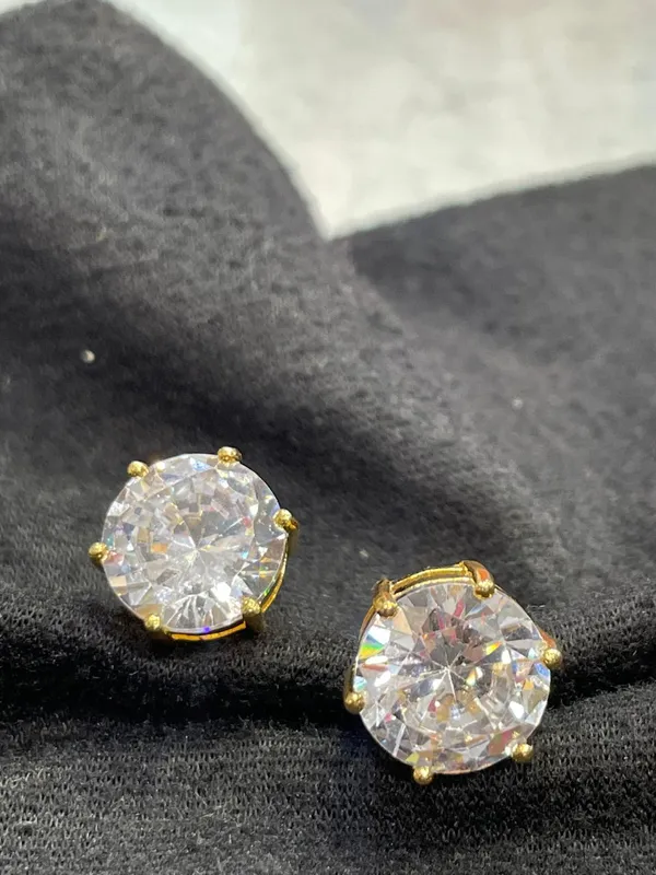 Gold_Tone_Crystal_Halo_Round_Stud_Earrings_For_Women