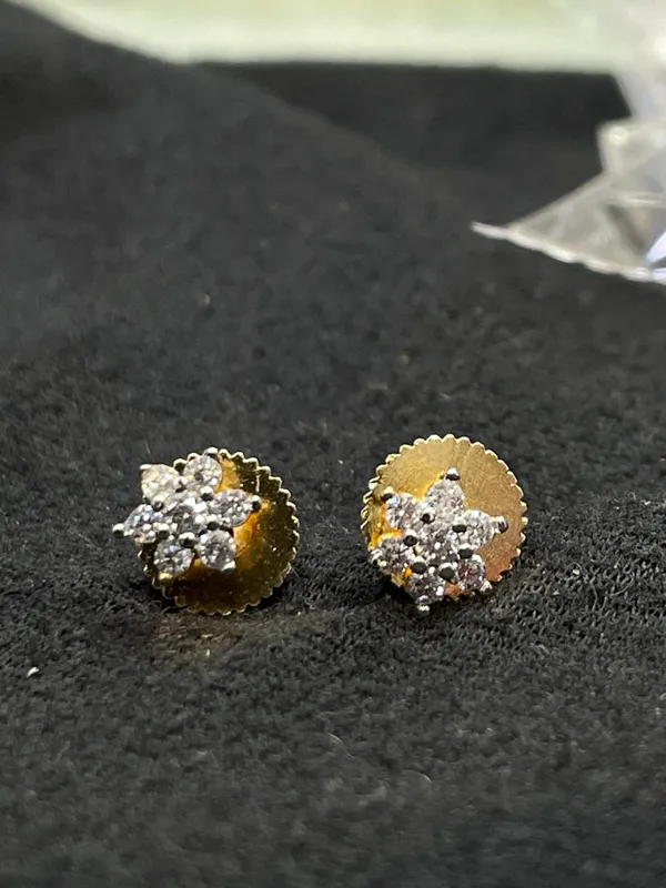 Gold_Tone_Floral_Cluster_Stud_Earrings_For_Women