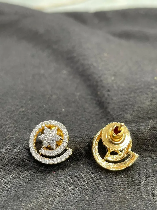 Gold_Tone_Floral_Spiral_Stud_Earrings_For_Women