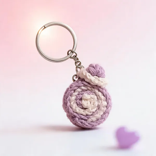 Purple_Acrylic_Crochet_Round_Keychain_For_Women