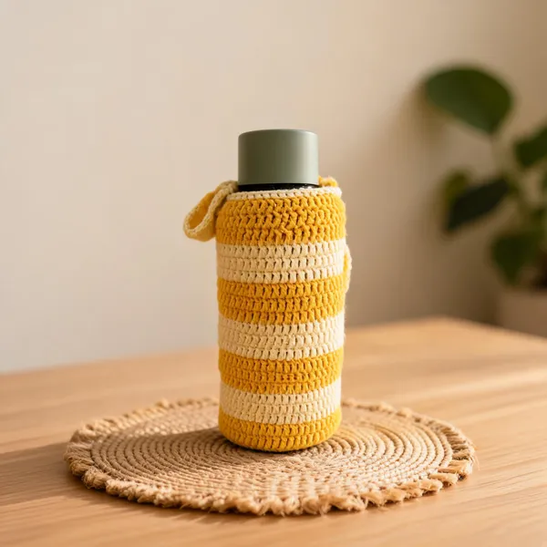 Cotton_Thread_Striped_Crochet_Water_Bottle_With_Carry_Strap