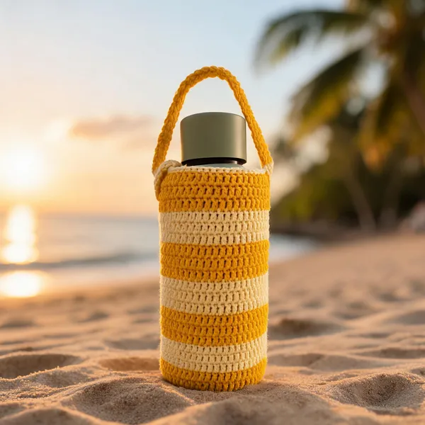 Cotton_Thread_Striped_Crochet_Water_Bottle_With_Carry_Strap