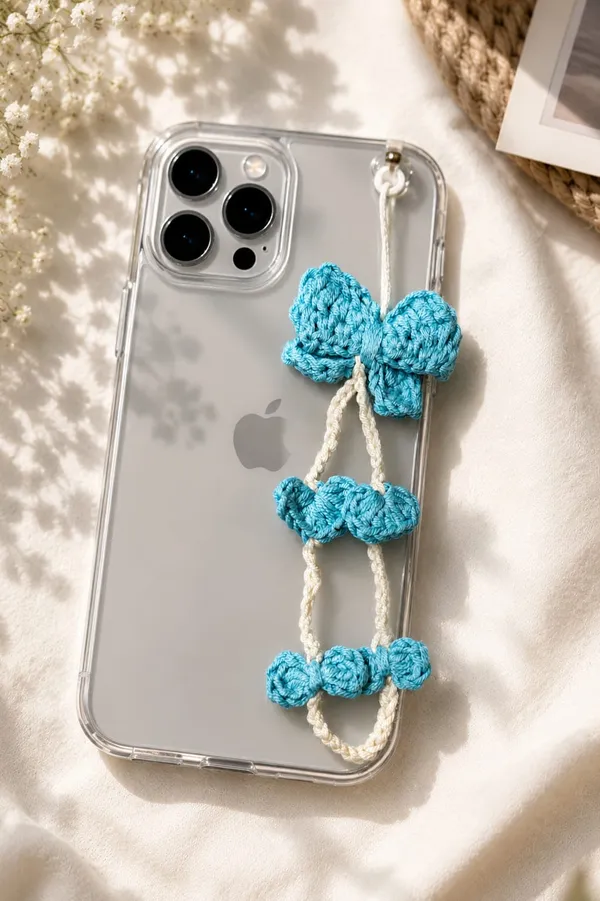Crochet_Blue_Bow_Phone_Charm_Strap