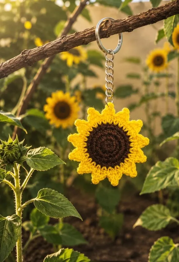 Yellow_Crochet_Sunflower_Keychain_for_All