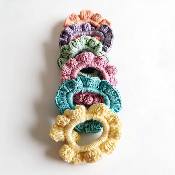 Multicolor_Acrylic_Crochet_Ruffled_Scrunchies_For_Women