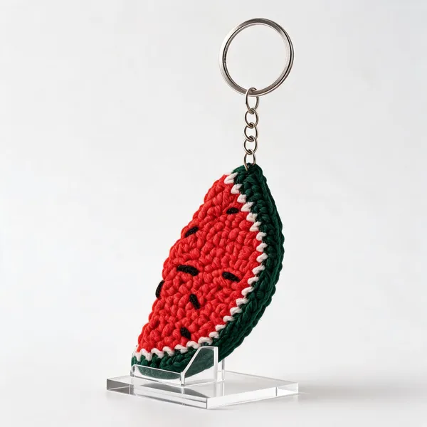 Red_Acrylic_Crochet_Watermelon_Slice_Keychain