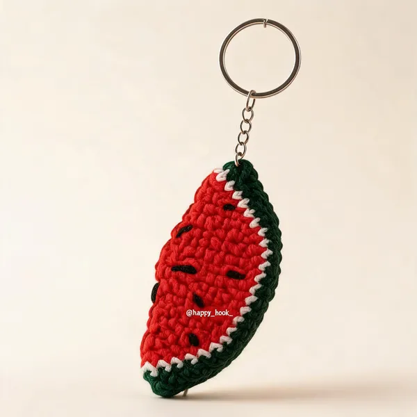 Red_Acrylic_Crochet_Watermelon_Slice_Keychain