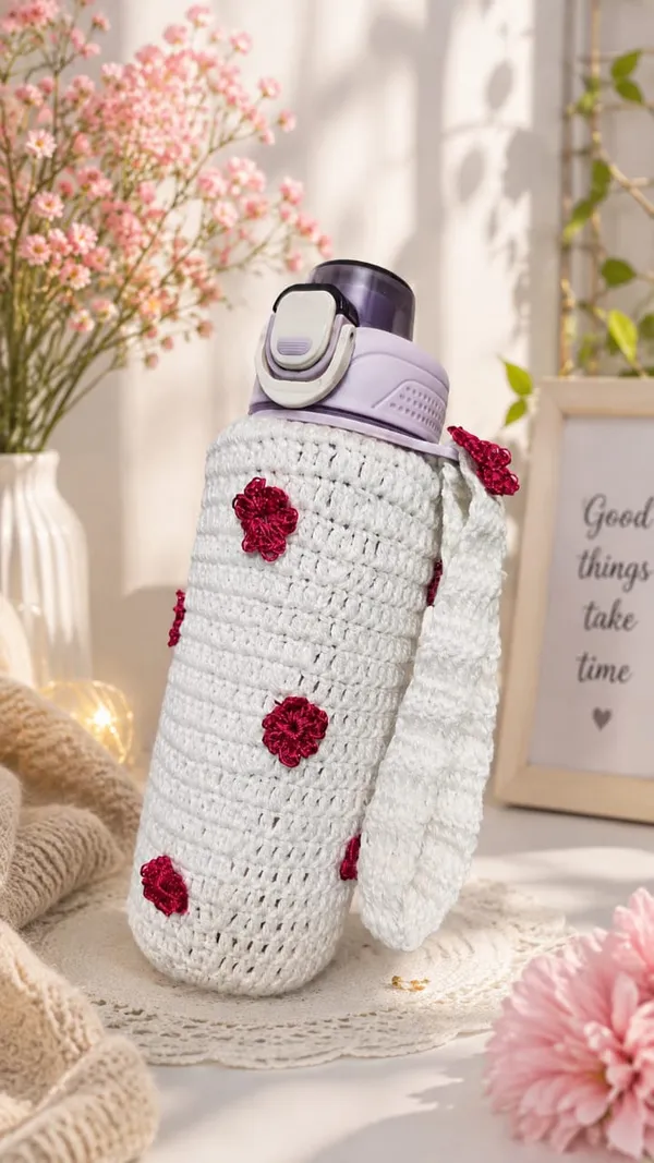 Knitted_Floral_Water_Bottle