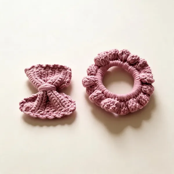 Pink_Crochet_Bow_And_Scrunchie_Hair_Accessories_Set