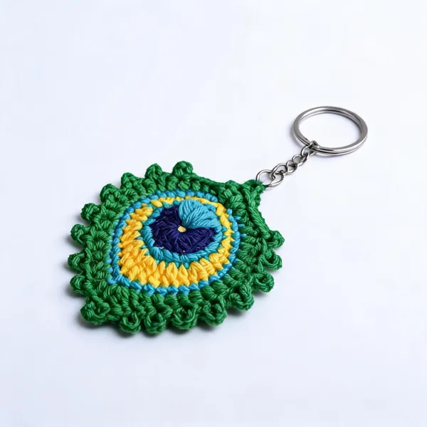 Green_Crochet_Peacock_Eye_Keychain_for_Everyone