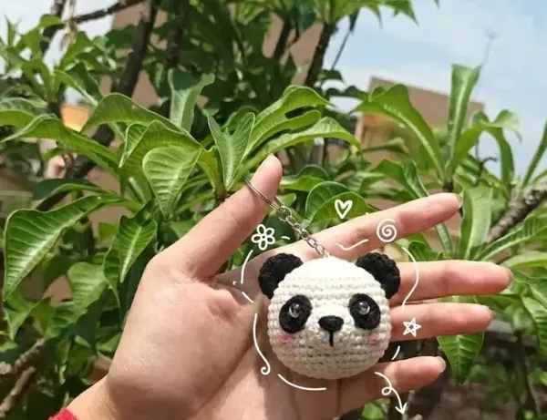 White_Crochet_Panda_Keychain_For_All