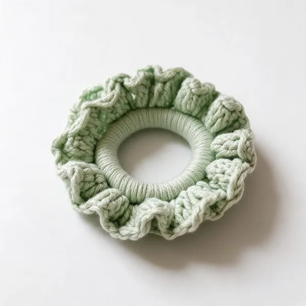 Green_Crochet_Hair_Tie_And_Bow_Set_for_Women