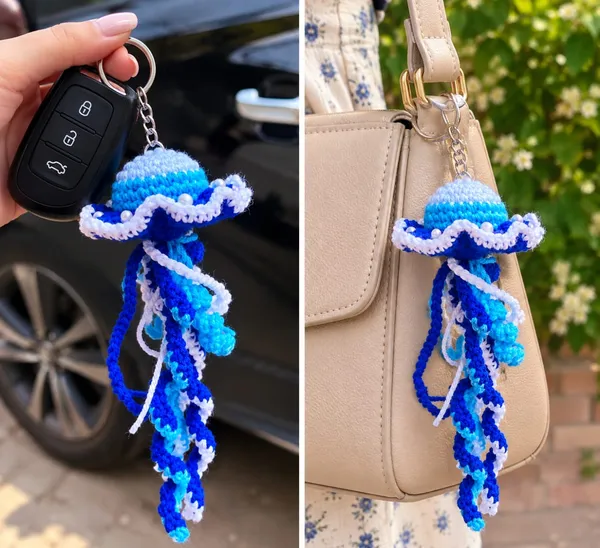 Blue_Crochet_Jellyfish_Keychain_For_All
