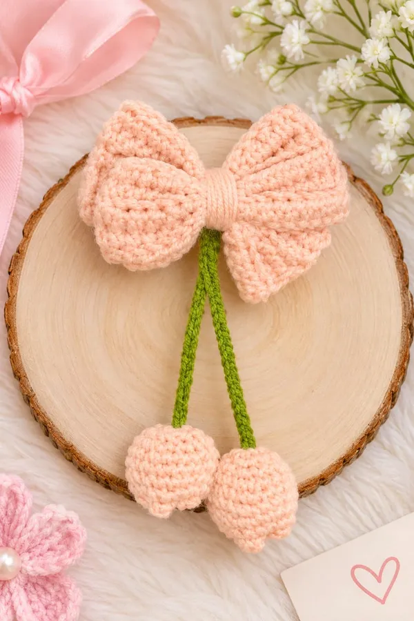 Pink_Crochet_Bow_Hair_Accessory_for_Girls