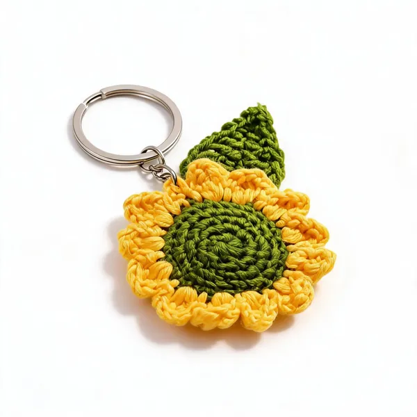 Green_And_Yellow_Crochet_Sunflower_Keychain_for_All