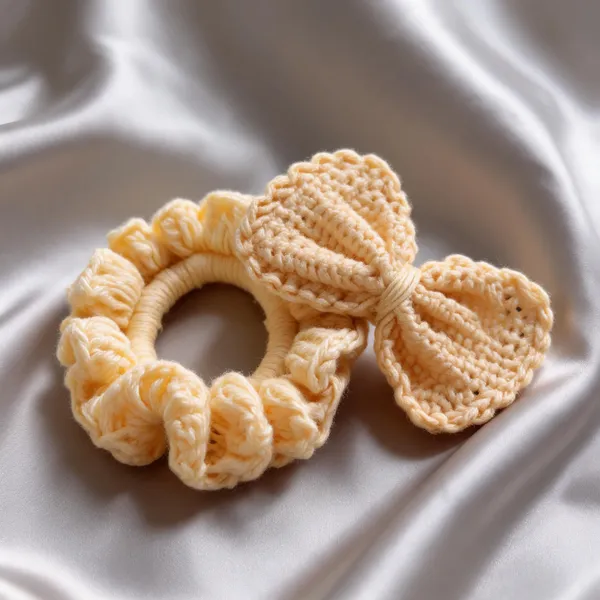 Yellow_Crochet_Bow_And_Scrunchie_Set_for_Women