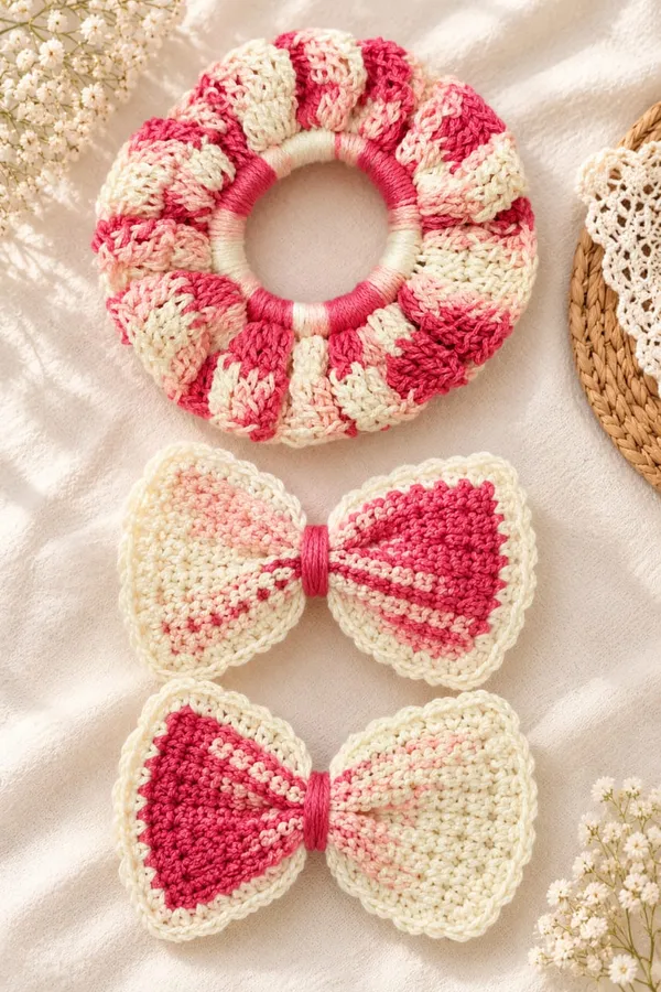 Pink_Crochet_Hair_Accessory_Set_for_Women