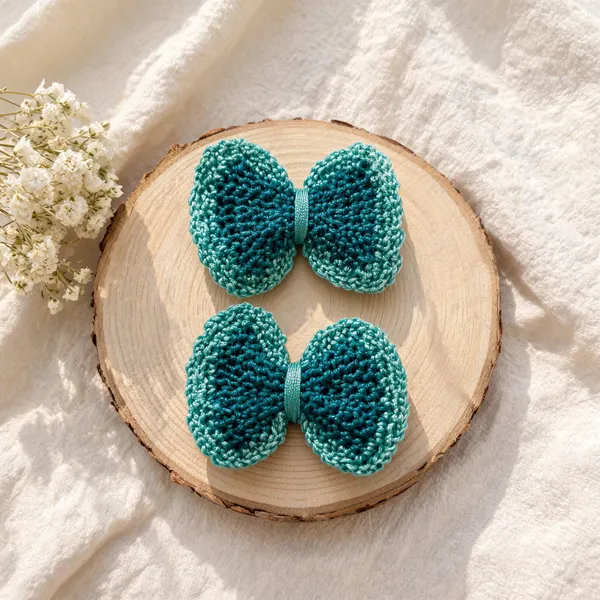 Teal_Crochet_Bow_Hair_Clips_for_Women