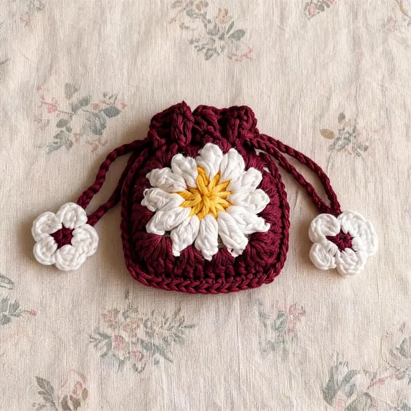 Maroon_Crochet_Floral_Earbud_Pouch_for_Women