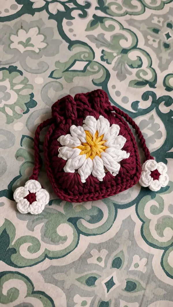 Maroon_Crochet_Floral_Earbud_Pouch_for_Women