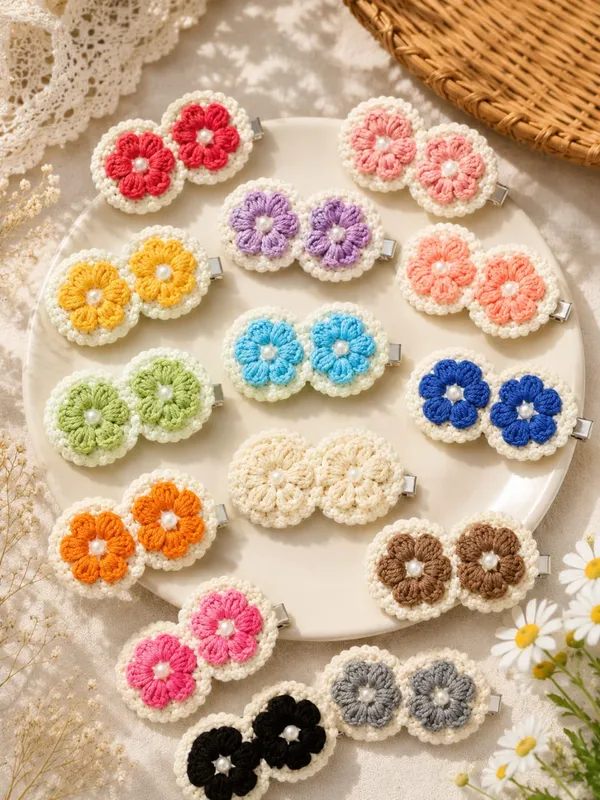 Multicolour_Crochet_Flower_Hair_Clips_for_Girls