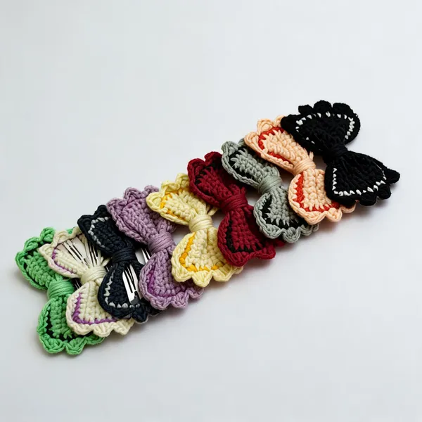 Multicolor_Cotton_Thread_Crochet_Bow_Hair_Clip_Set_For_Women