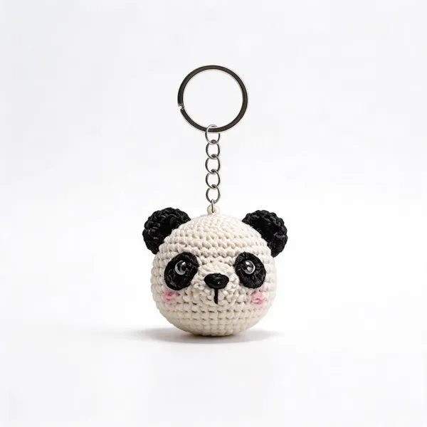 White_Black_Acrylic_Crochet_Panda_Keychain