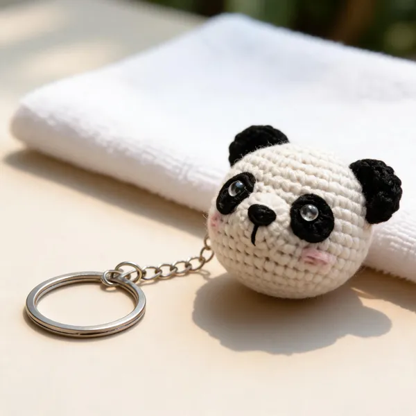 White_Black_Acrylic_Crochet_Panda_Keychain