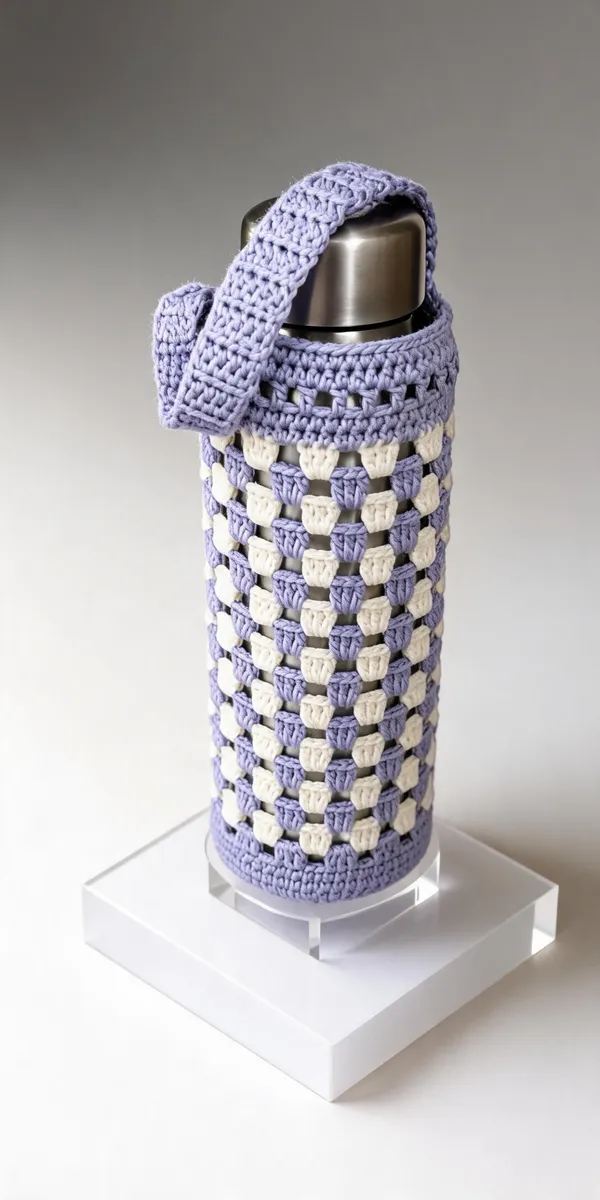 Lavender_Acrylic_Crochet_Water_Bottle_Holder